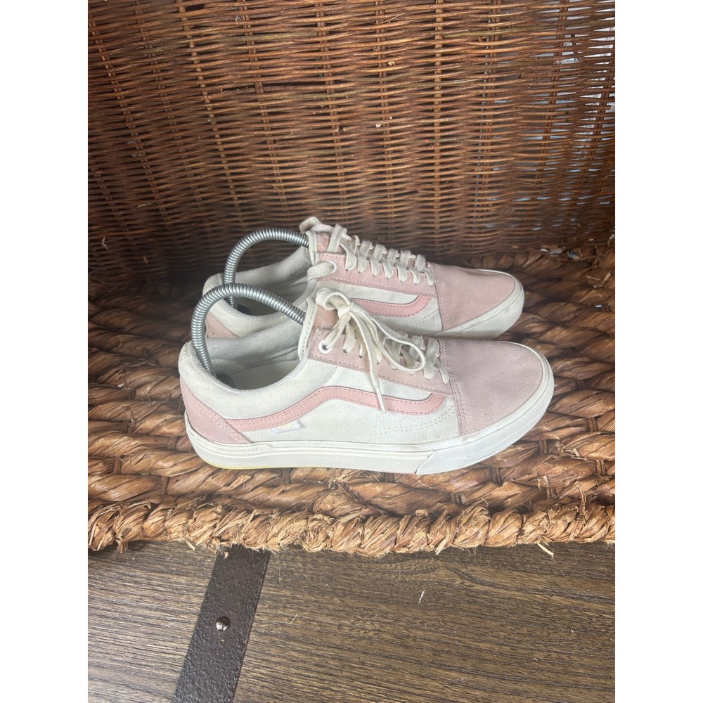 Vans‎ Old Skool Pink White Suede Canvas Lace Up Sneakers Women
